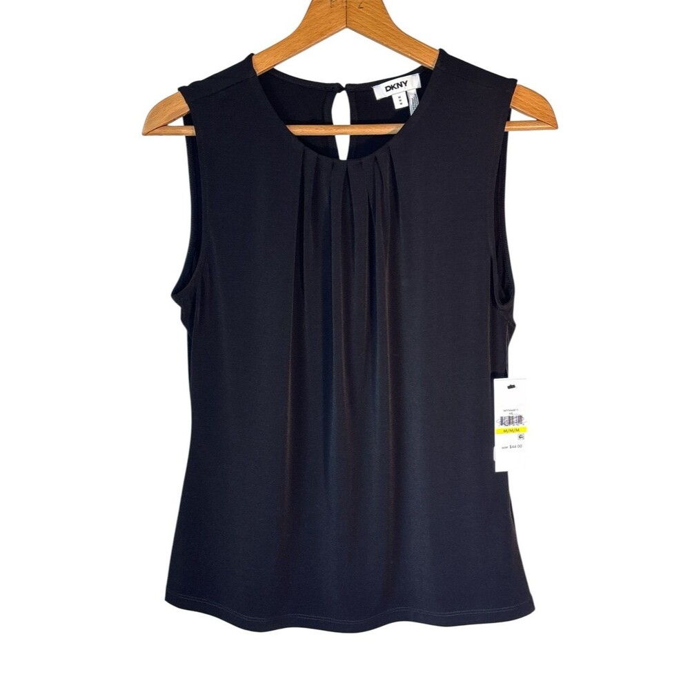 NWT DKNY Black Suit Tank pleated Closet Staple Med Career